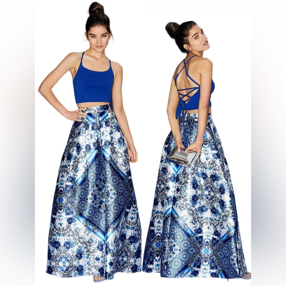 Xtraordinary Blue and White Prom Dress